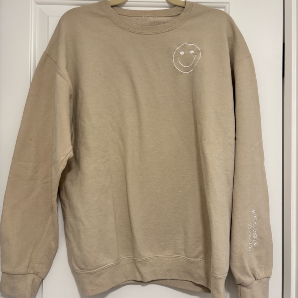 Embroidered Smiley Face Jesus Sweatshirt